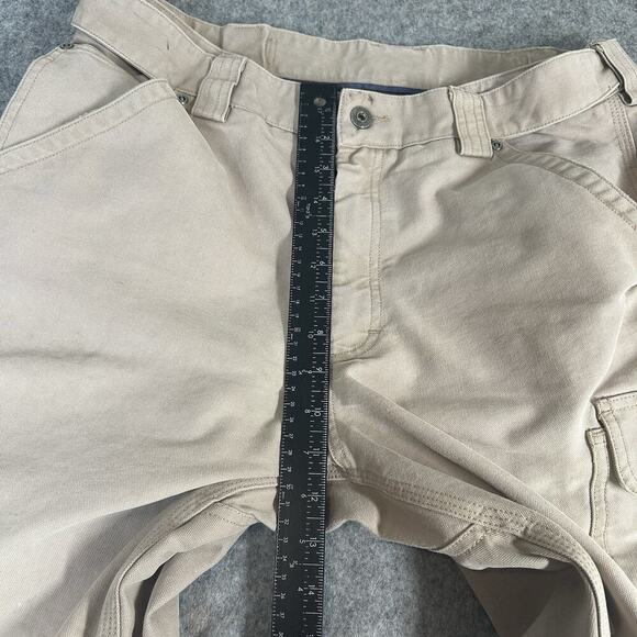 Duluth Trading Co Cargo Pants Mens 36X30 Beige Khaki Straight Leg Workwear Flaws - Picture 4 of 13